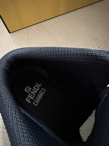 NIB $1390 Fendi Men FF Logo Nylon/Leather Match Sneakers Blue/Gray 10 US/9 UK