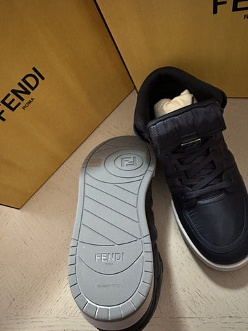 NIB $1390 Fendi Men FF Logo Nylon/Leather Match Sneakers Blue/Gray 10 US/9 UK