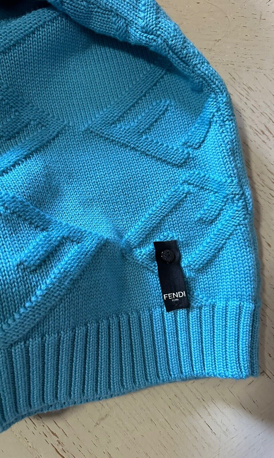 NWT $1100 Fendi Men FF Logo Crewneck Sweater Pullover Sky Blue XL US/54 Eu