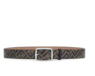 New $590 Fendi Men FF Logo Leather Belt Brown/Black 38/95