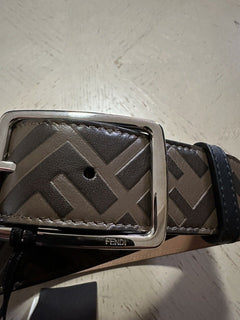 New $590 Fendi Men FF Logo Leather Belt Brown/Black 38/95