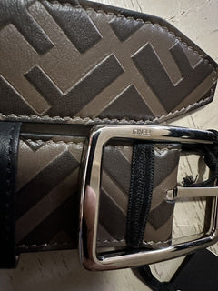 New $590 Fendi Men FF Logo Leather Belt Brown/Black 38/95