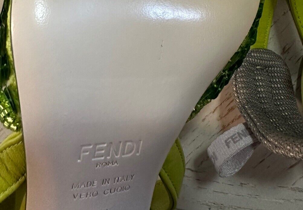 NIB $1250 Fendi Women Fabric/Leather Sandal Shoes Color Wasabi 8 US ( 38 Eu )