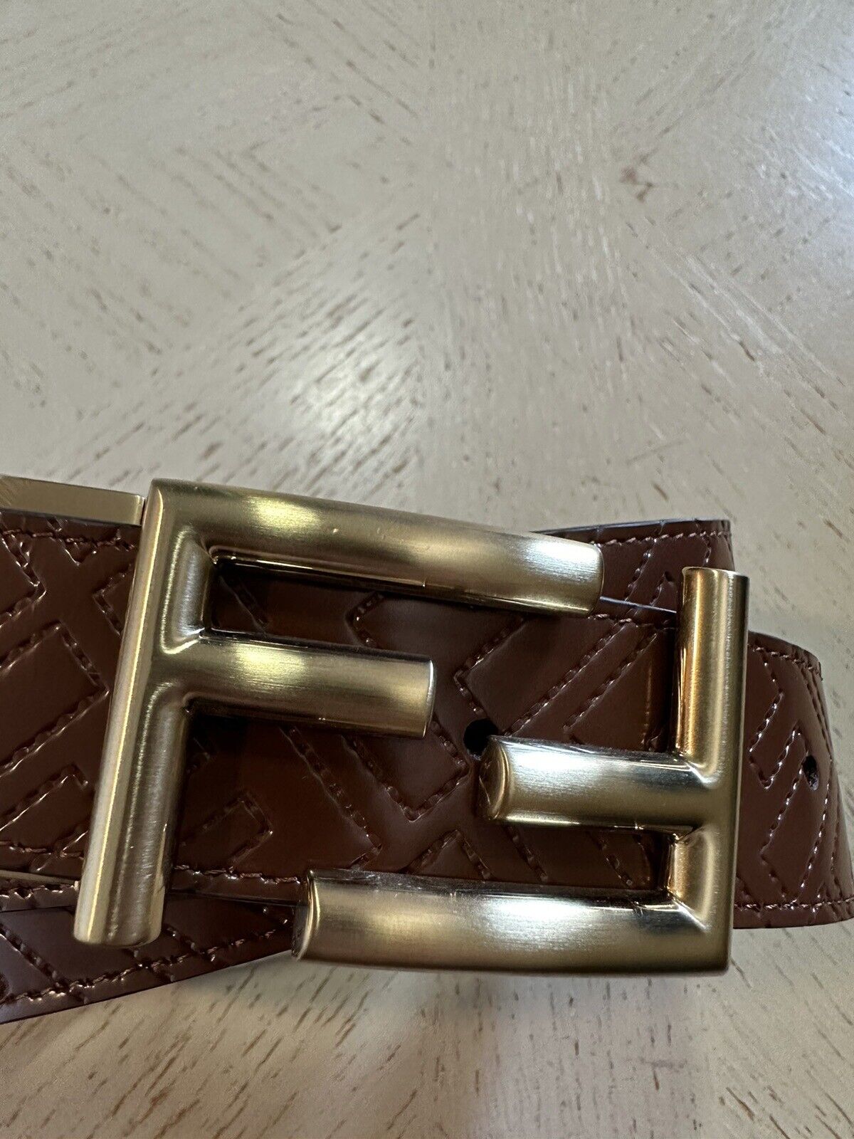 New $690 Fendi Men FF Logo Reversible Leather Belt Chocolate Brown One Size