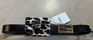 New $920 Fendi Womens FF Logo Leather Baguette Belt Black 32/80 8C0674
