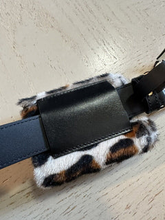 New $920 Fendi Womens FF Logo Leather Baguette Belt Black 32/80 8C0674