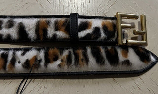 New $750 Fendi Womens FF Logo Leather  Belt Black/Brown/White 34/85