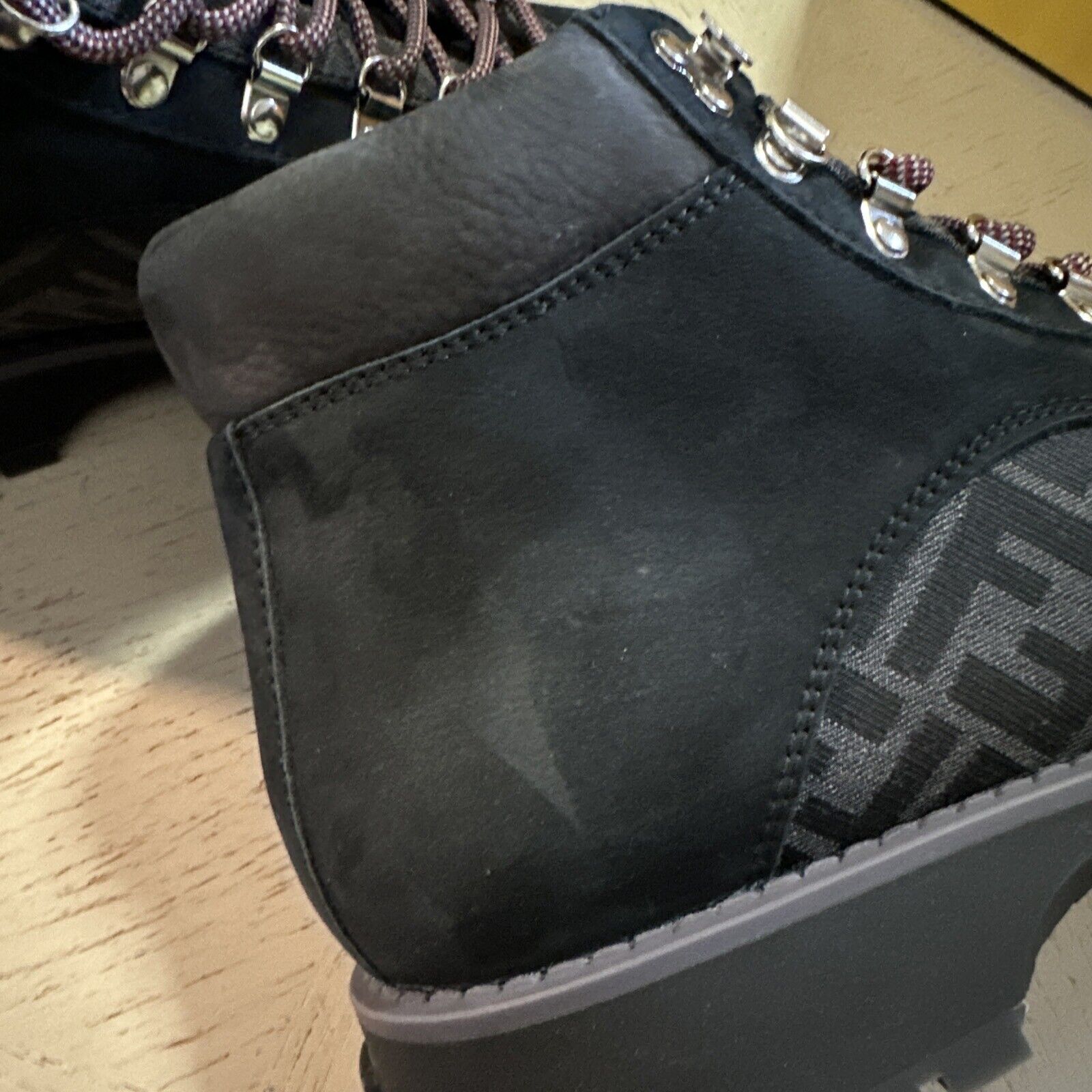 NIB $1259 Fendi Men’s Calf Leather FF Logo Boots Shoes Black 10 US/9 UK 7U1577