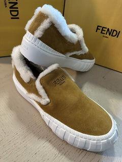 NIB $995 Fendi Men Suede Sneakers Shoes Brown 10 US/9 UK 7E1469