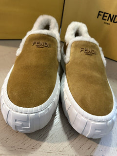 NIB $995 Fendi Men Suede Sneakers Shoes Brown 10 US/9 UK 7E1469