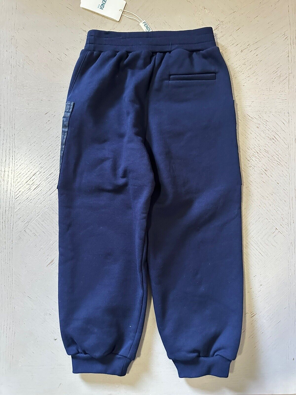 NWT $470 Fendi FF Logo Drawstring Boys Sweatpants Color Navy Size 6A
