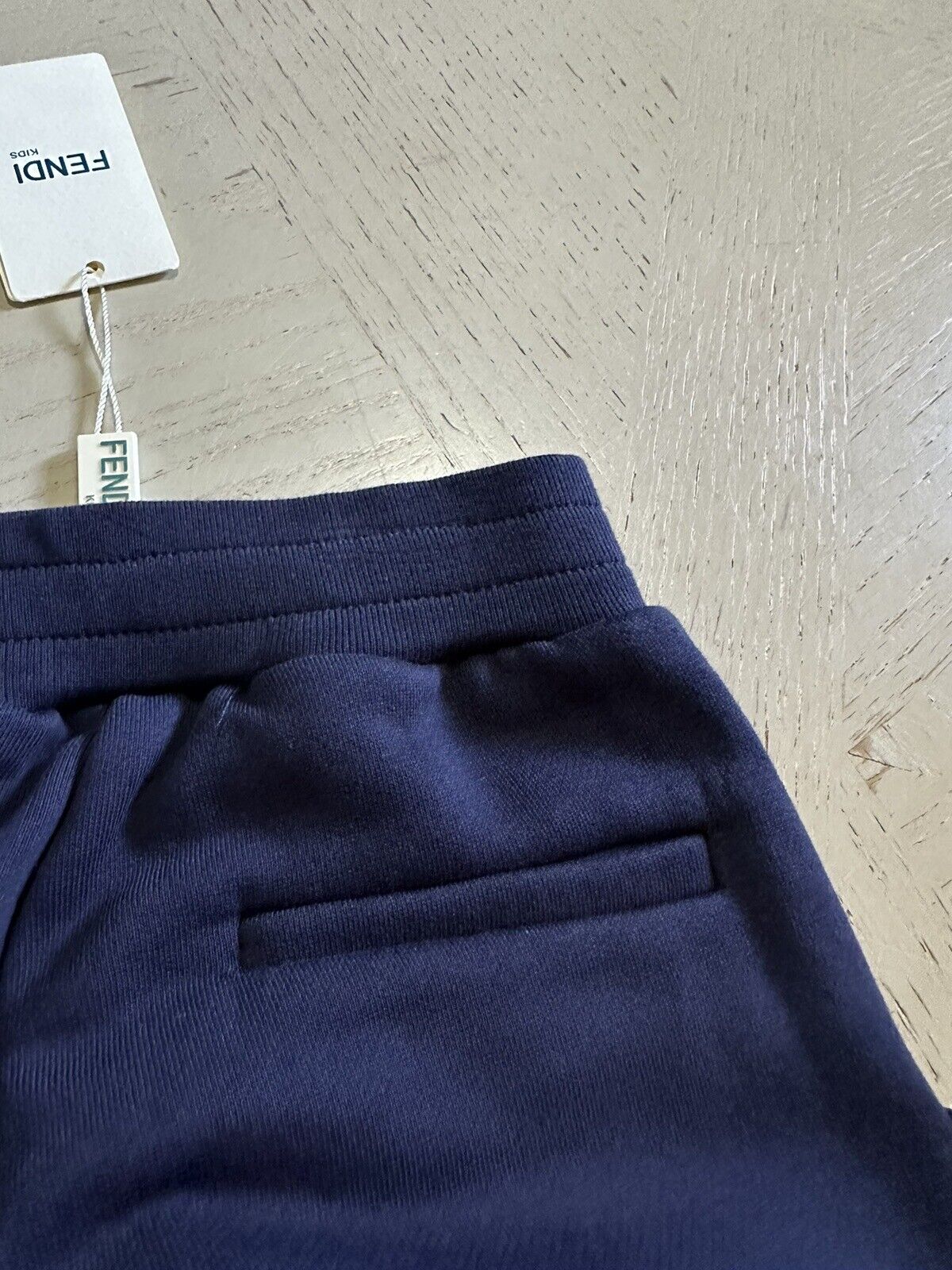 NWT $470 Fendi FF Logo Drawstring Boys Sweatpants Color Navy Size 6A