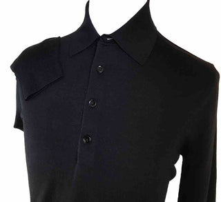 NWT $1140 TOM FORD Long Sleeve Wool Polo Shirt Color Black 44 US/54 Eu Italy