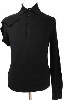 NWT $1140 TOM FORD Long Sleeve Wool Polo Shirt Color Black 44 US/54 Eu Italy