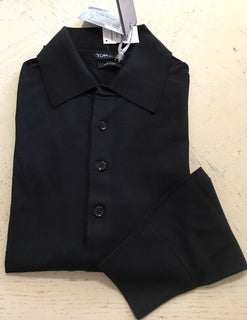 NWT $1140 TOM FORD Long Sleeve Wool Polo Shirt Color Black 44 US/54 Eu Italy