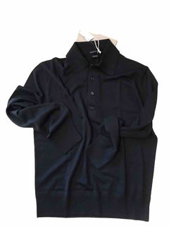 NWT $1140 TOM FORD Long Sleeve Wool Polo Shirt Color Black 44 US/54 Eu Italy