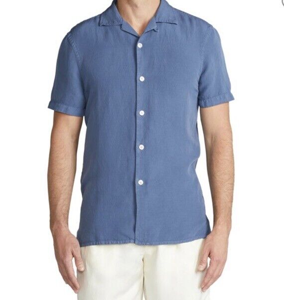 NWT $495 Ralph Lauren Purple Label Men Look Archer Short Sleeve Shirt Blue L