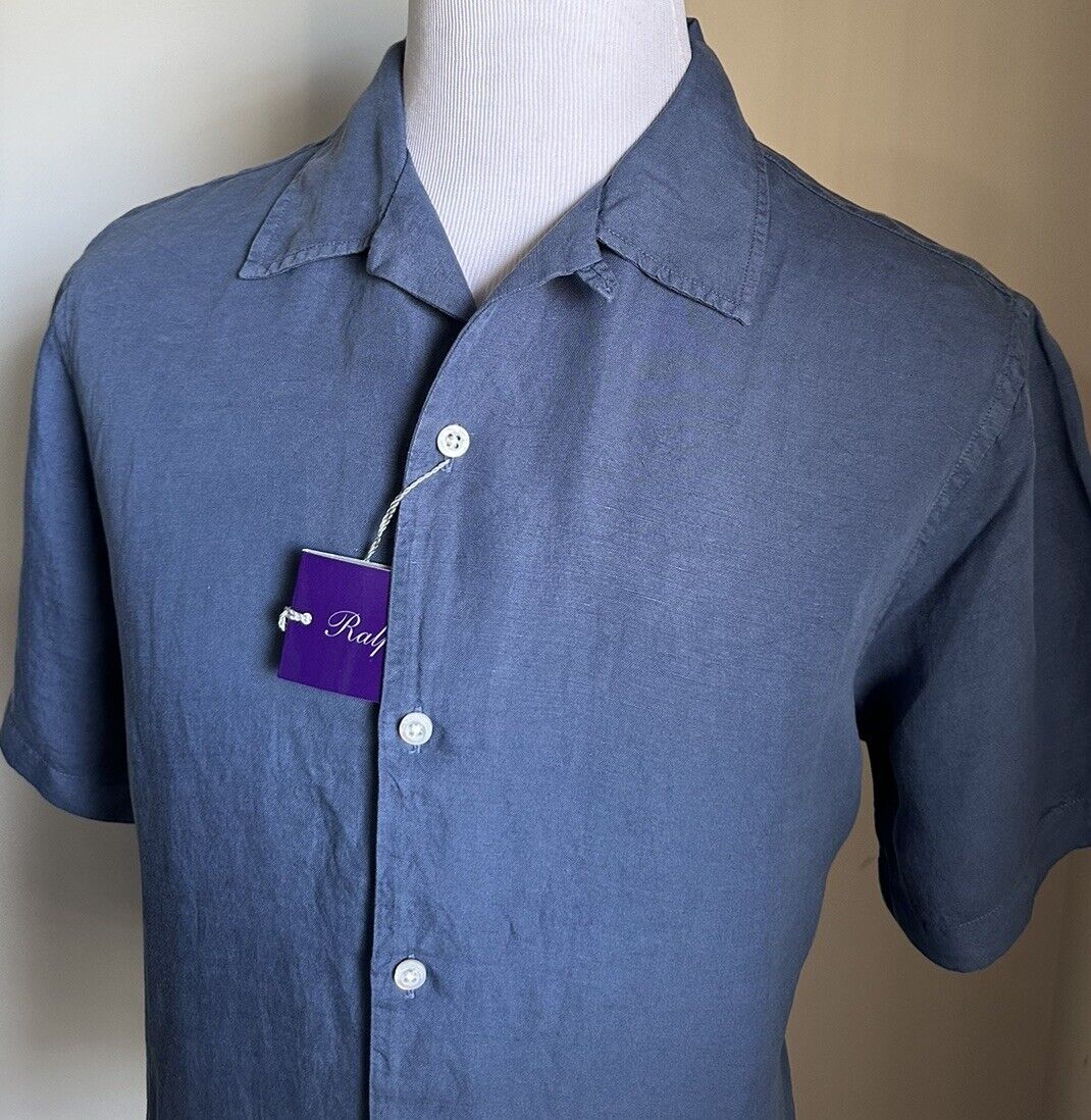 NWT $495 Ralph Lauren Purple Label Men Look Archer Short Sleeve Shirt Blue L