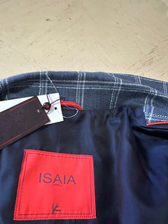 New $2750 Isaia Portofino Plaid Wool Blend Shirt Jacket Blue 38 US/48 Eu Italy