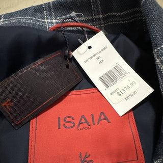 New $2750 Isaia Portofino Plaid Wool Blend Shirt Jacket Blue 38 US/48 Eu Italy