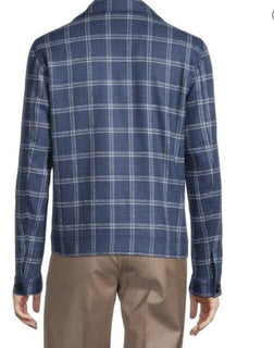 New $2750 Isaia Portofino Plaid Wool Blend Shirt Jacket Blue 38 US/48 Eu Italy