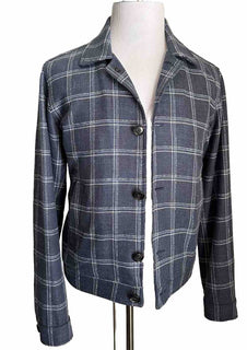 New $2750 Isaia Portofino Plaid Wool Blend Shirt Jacket Blue 38 US/48 Eu Italy