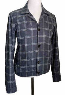 New $2750 Isaia Portofino Plaid Wool Blend Shirt Jacket Blue 38 US/48 Eu Italy