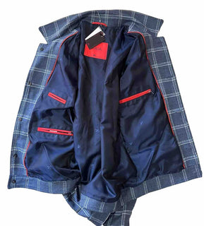 New $2750 Isaia Portofino Plaid Wool Blend Shirt Jacket Blue 38 US/48 Eu Italy