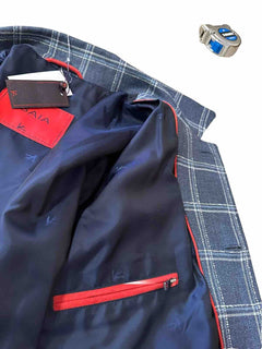 New $2750 Isaia Portofino Plaid Wool Blend Shirt Jacket Blue 38 US/48 Eu Italy