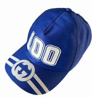 NWT Gucci Mens GG Logo Baseball Cap hat Royal Blue Size M