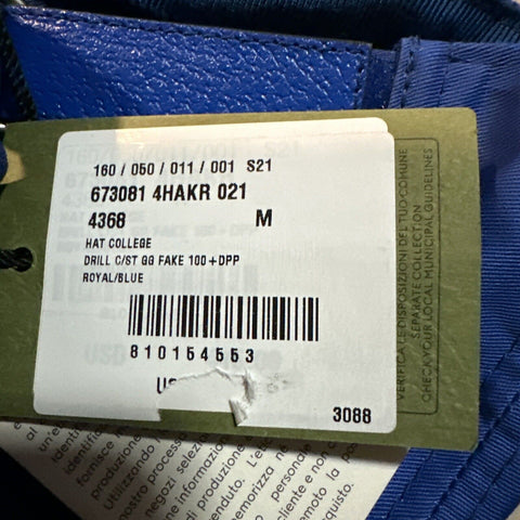 NWT Gucci Mens GG Logo Baseball Cap hat Royal Blue Size M