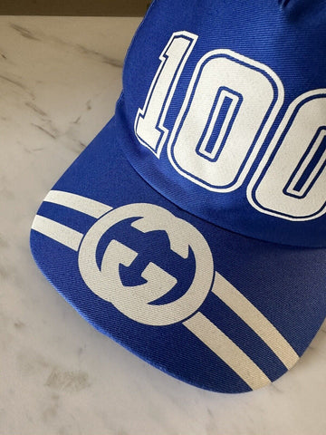 NWT Gucci Mens GG Logo Baseball Cap hat Royal Blue Size M