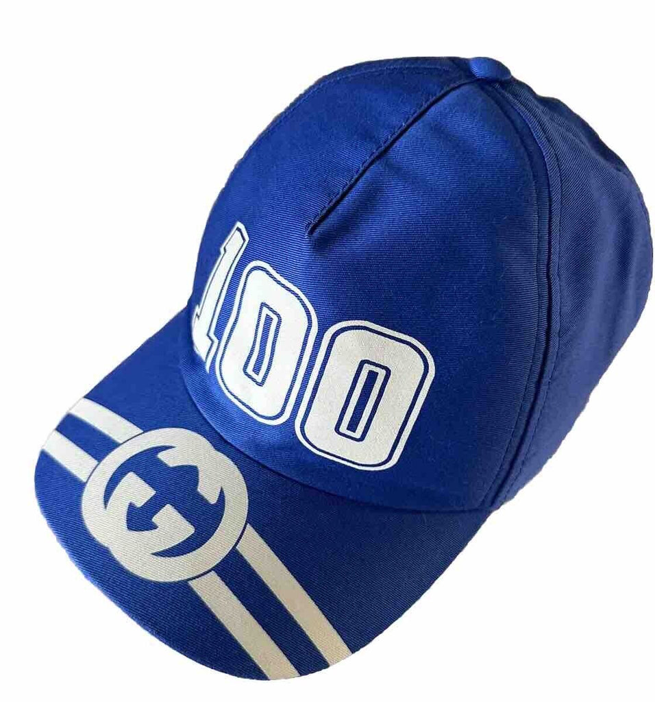 NWT Gucci Mens GG Logo Baseball Cap hat Royal Blue Size S