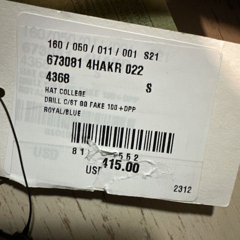 NWT Gucci Mens GG Logo Baseball Cap hat Royal Blue Size S