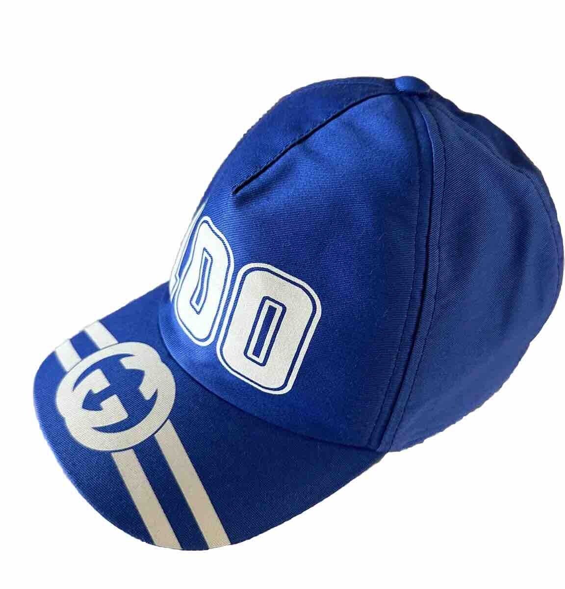 NWT Gucci Mens GG Logo Baseball Cap hat Royal Blue Size XL