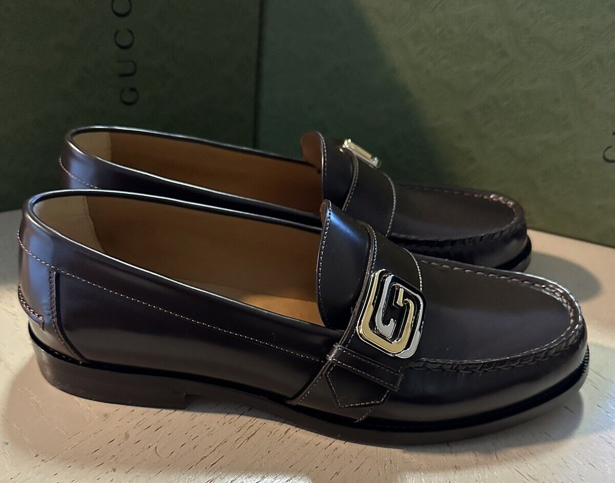 NIB Gucci Mens Loafers Moccasin GG Logo Shoes Night Cocoa 10 US/9.5 UK 723631