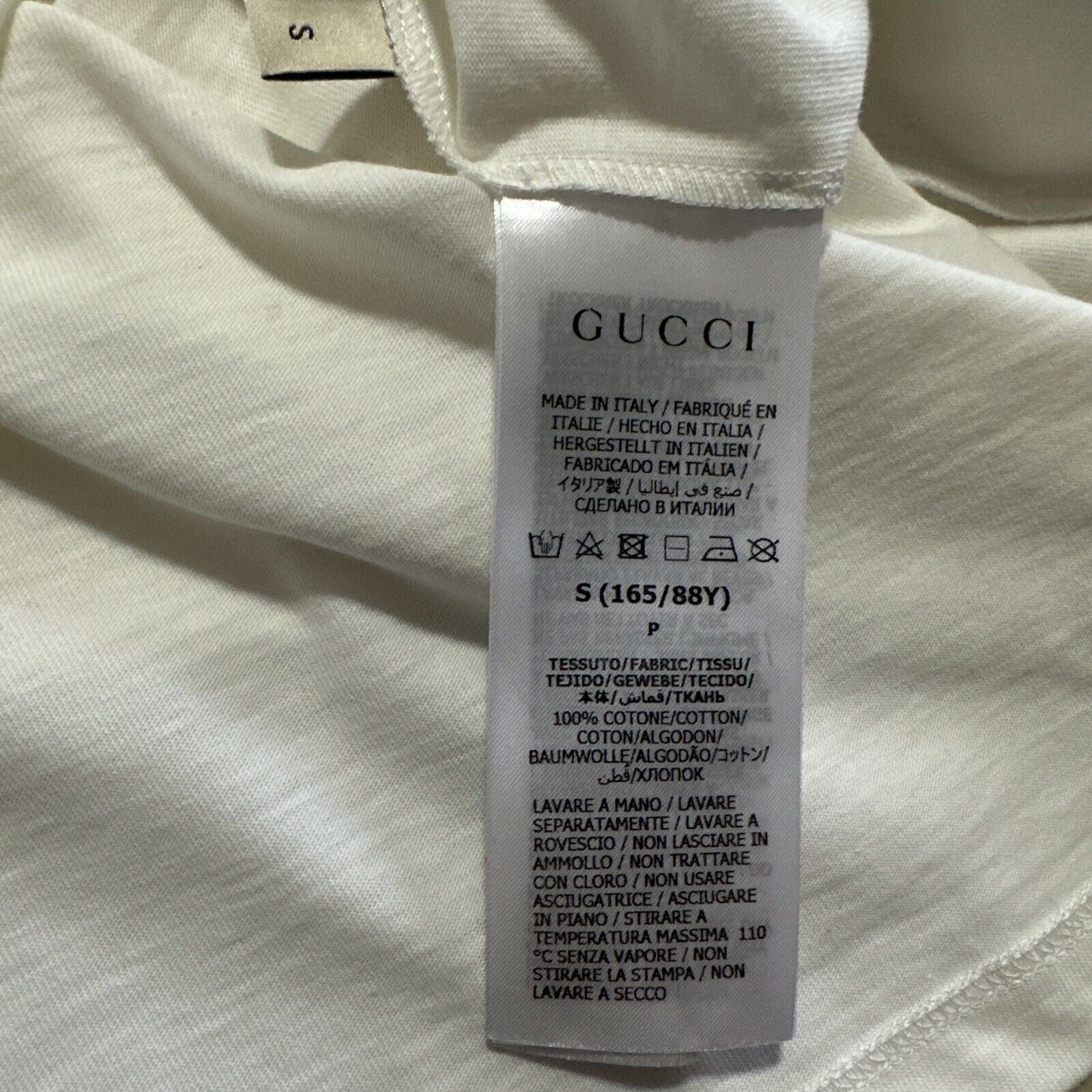 New $890 Gucci Women Short Sleeve Heavy Cotton Jersey T Shirt White Size S