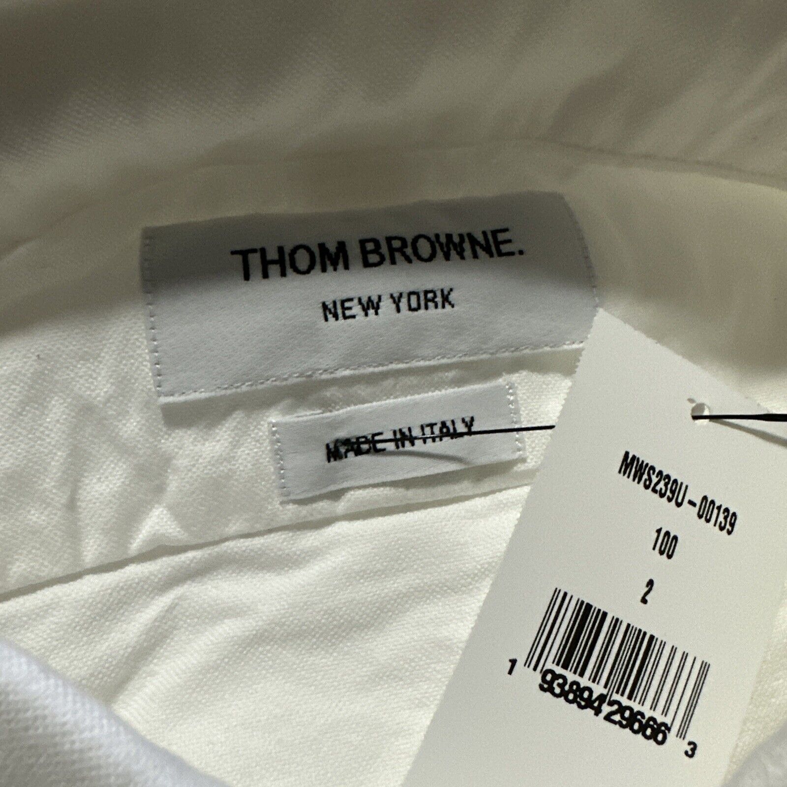 NWT Thom Browne Men Barcelona Patchwork Button Down Shirt White 2 ( M ) Italy