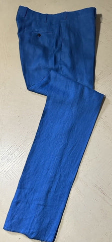 NWT $1395 Kiton Men’s High Waist Linen Pants Blue 36 US/52 Eu Italy
