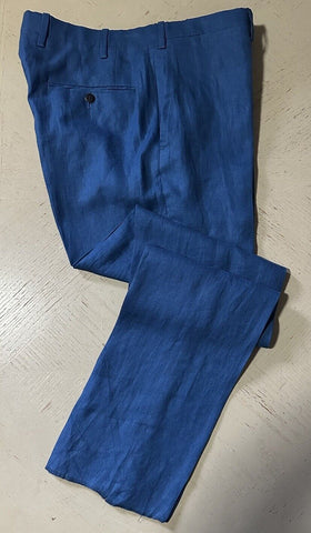 NWT $1395 Kiton Men’s High Waist Linen Pants Blue 36 US/52 Eu Italy