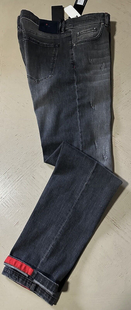 NWT $1495 Kiton Men High Rise Faded Jeans Black 30 US/46 Eu Italy