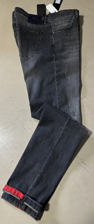 NWT $1495 Kiton Men High Rise Faded Jeans Black 30 US/46 Eu Italy