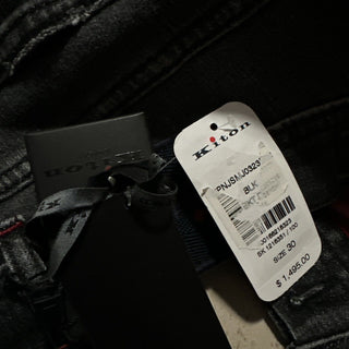 NWT $1495 Kiton Men High Rise Faded Jeans Black 30 US/46 Eu Italy