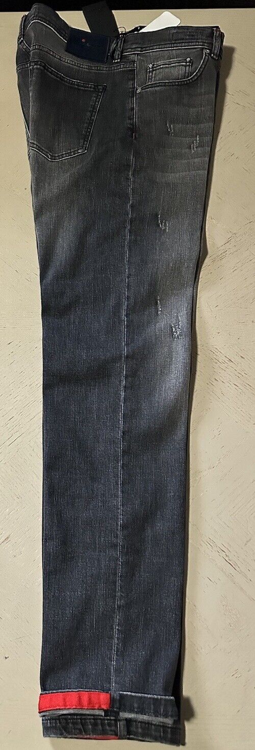 NWT $1495 Kiton Men High Rise Faded Jeans Black 30 US/46 Eu Italy