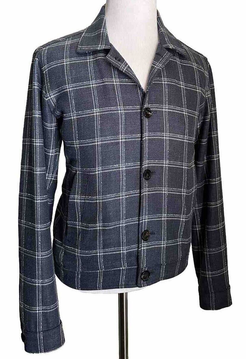 New $2750 Isaia Portofino Plaid Wool Blend Shirt Jacket Blue 42 US/52 Eu Italy