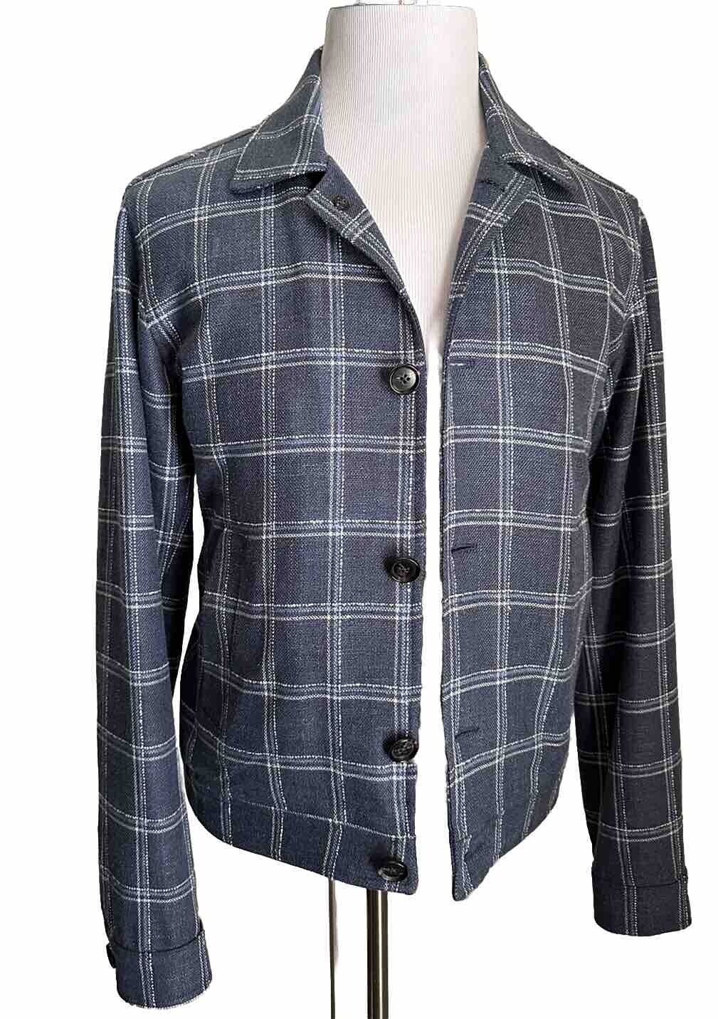New $2750 Isaia Portofino Plaid Wool Blend Shirt Jacket Blue 42 US/52 Eu Italy