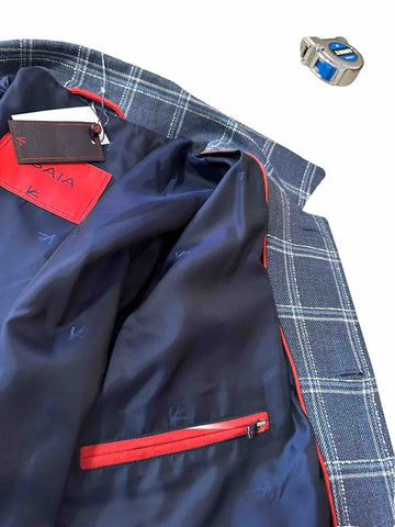 New $2750 Isaia Portofino Plaid Wool Blend Shirt Jacket Blue 42 US/52 Eu Italy