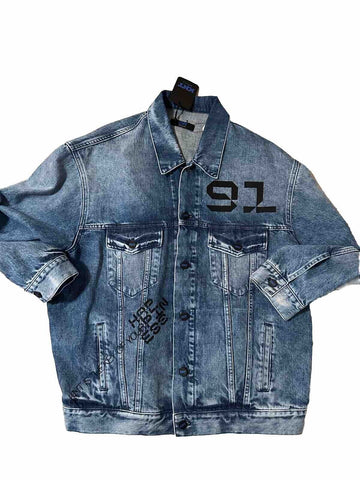 New $1795 KNT BY Kiton Men Graphic Denim Oversized Jacket Size 42 US/52 Eu