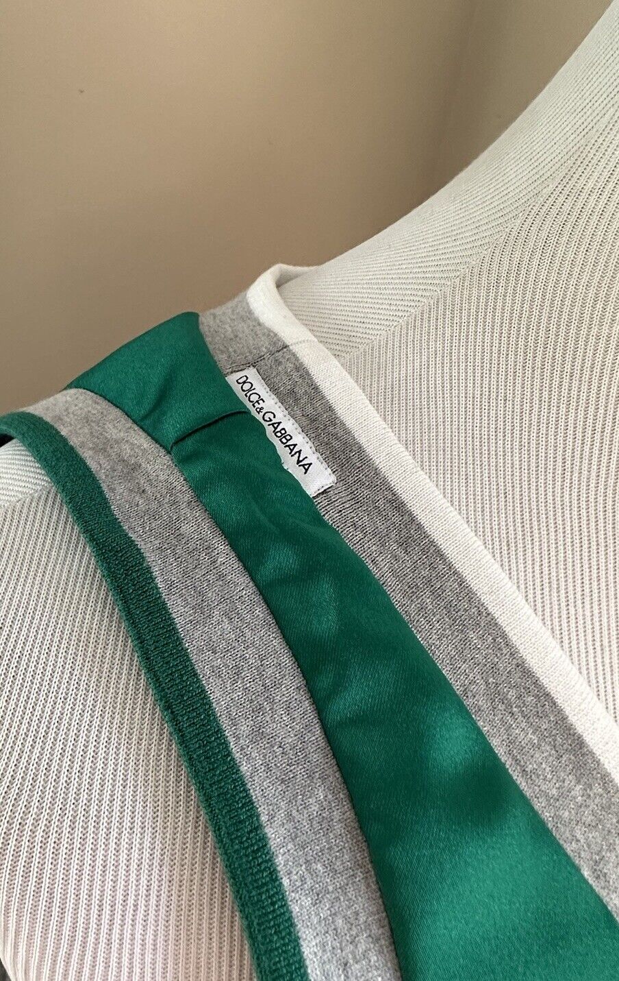 New $1295 Dolce&Gabbana Men’s Monogram Satin Jersey Tank Top Green/White/Red M
