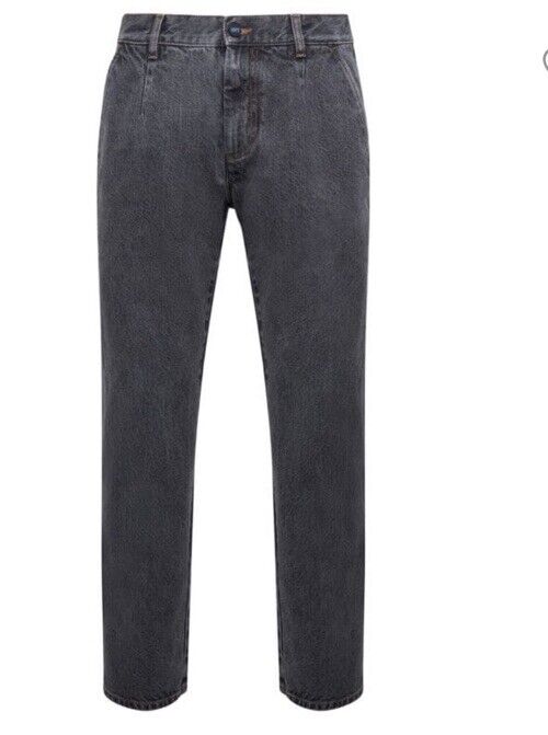 NWT $995 KNT BY KITON High Rise Straight Leg Jeans Pants DK Gray 36/52 Italy